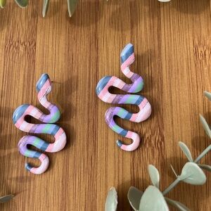 Colorful Striped Snake Stud Earrings